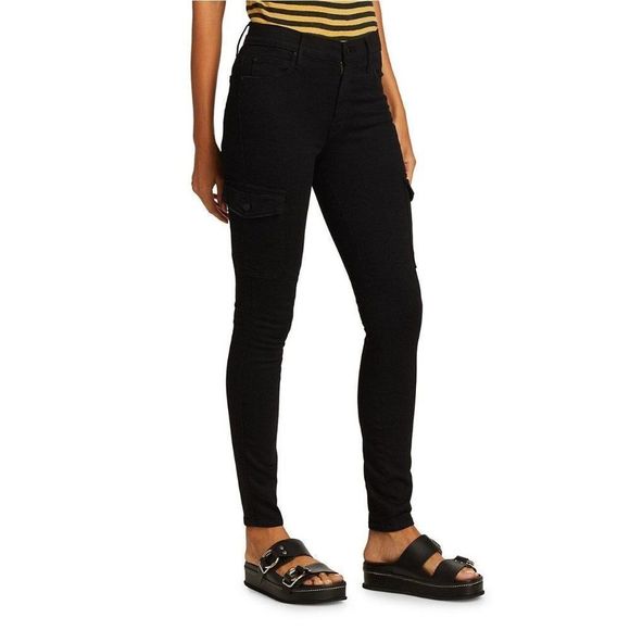 MOTHER Denim - Mother The Charmer Cargo Skinny Jeans in Black Size 27